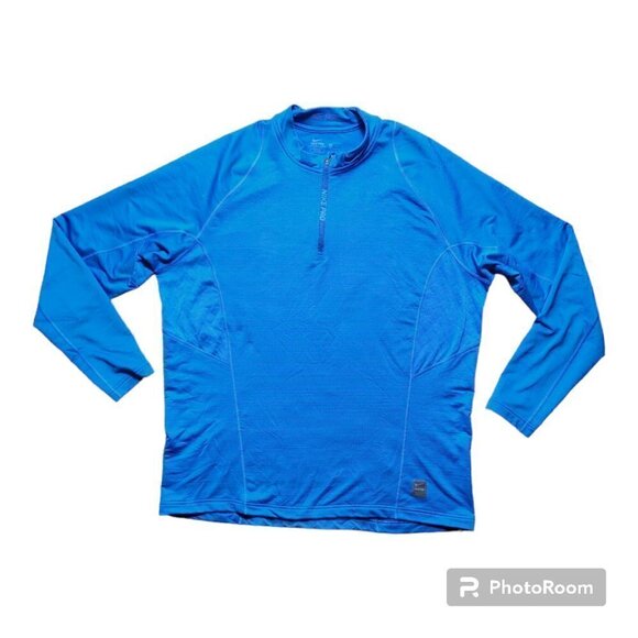 Blue Nike Pro Hyper warm Fitted 1/4 Zip PulloverThumbhole Color BlueSize XXL